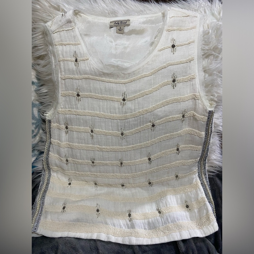 GORGEOUS Stunning LINEN & Beadwork Top! Absolutely Beautiful!!